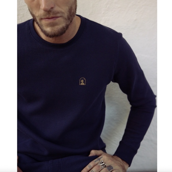 Dandy Del Mar the Cannes Heavyweight Waffle Knit Thermal Long Sleeve Shirt - Picture 1 of 5